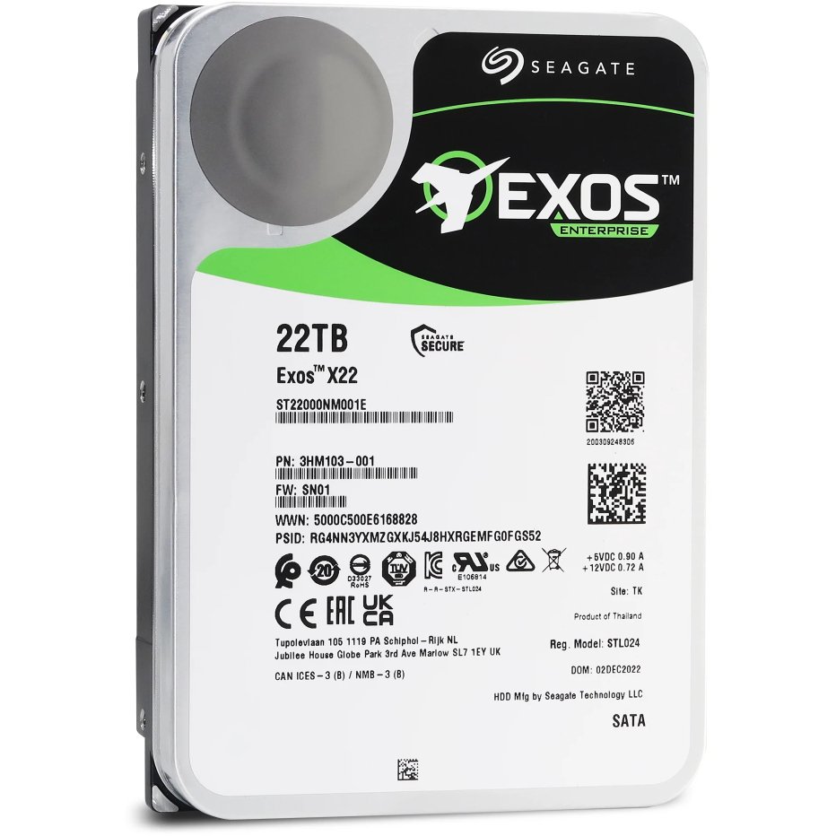 HDD Seagate Exos X22 ST22000NM001E 3.5" 22TB SATA 6Gb/s, 7200rpm, 512MB, 512e, Bulk