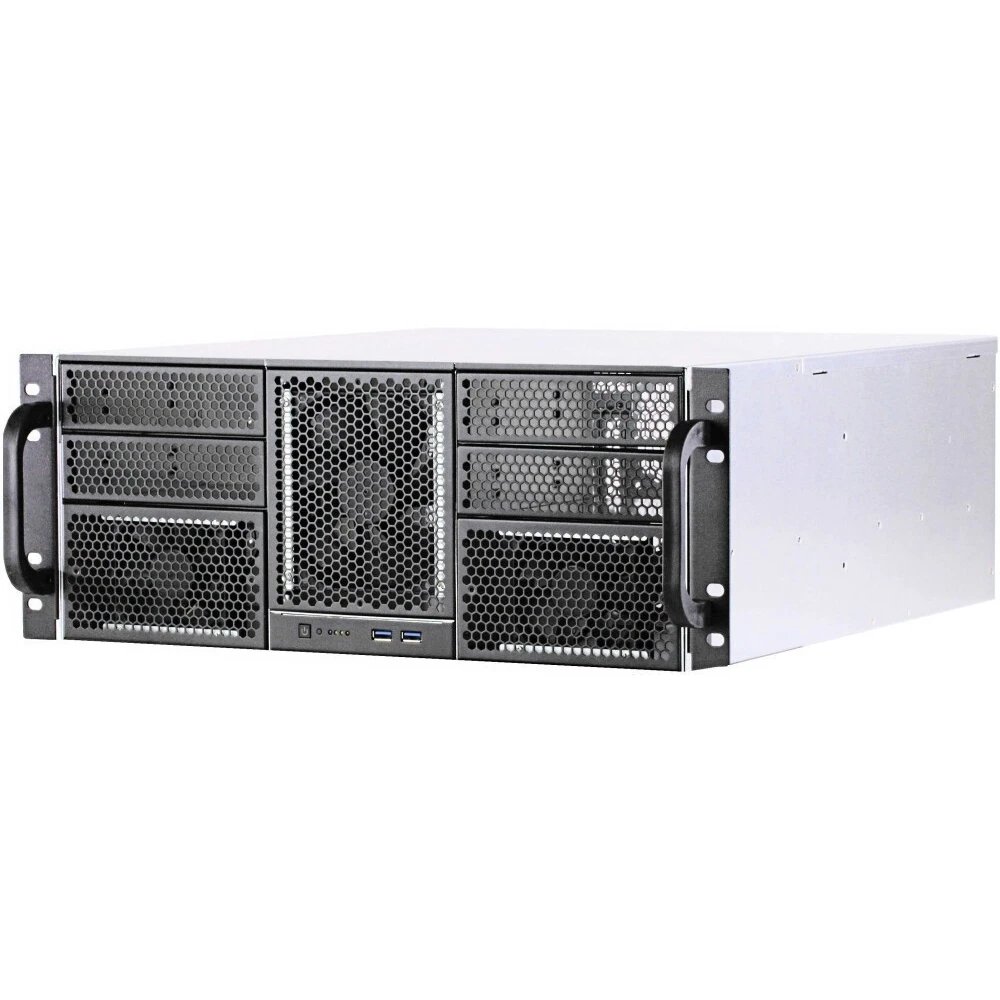 Корпус Procase RE411-D4H11-E-55 4U,4x5.25+11HDD,черный,без БП,глубина 550мм,MB EATX 12"x13"