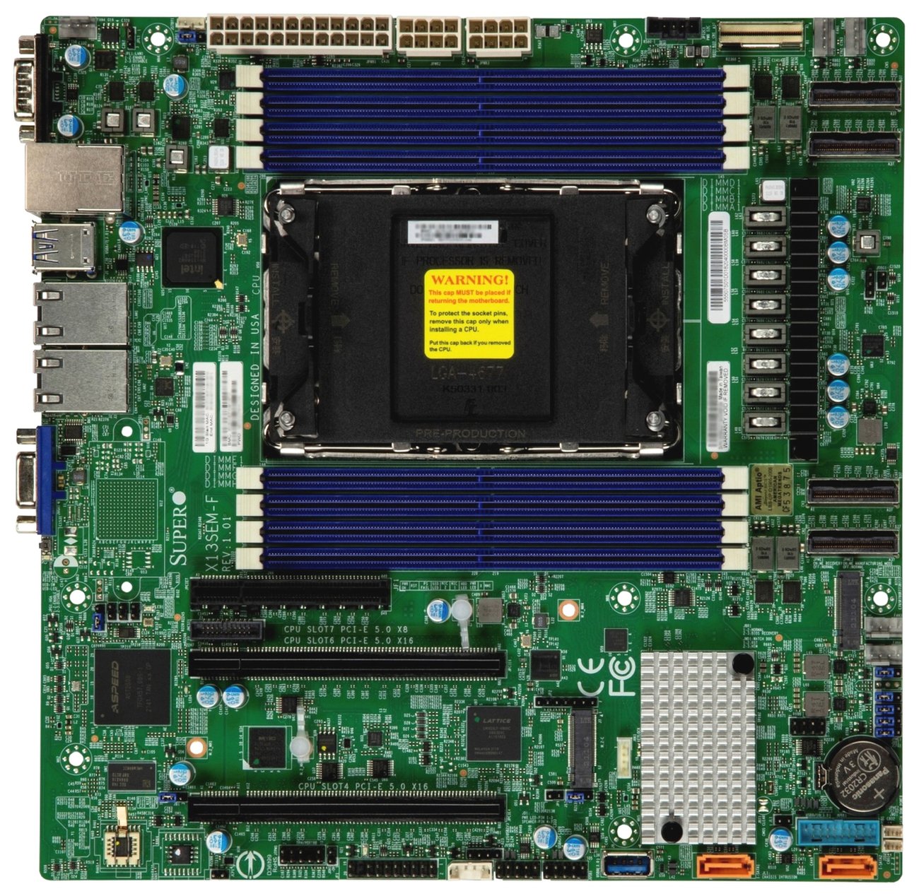 Материнская плата Supermicro MBD-X13SEM-F-B 1xLGA-4677, Intel Xeon SP gen 4, Intel C741, 8x DDR5 4800/4400/4000 MHz. 2x1Gbe Base-T i350+1xMgmt LAN
