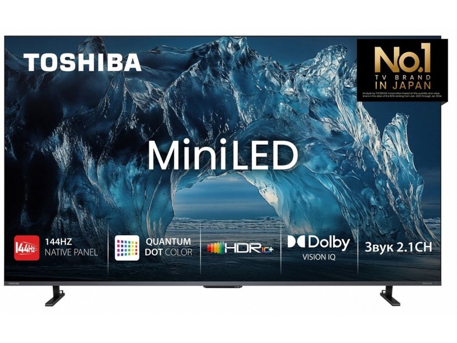 Телевизор 65" Toshiba 65Z680SET черный QLED Mini LED 3840x2160, 4K Ultra HD, 144 Гц, Wi-Fi, Smart TV, VIDAA