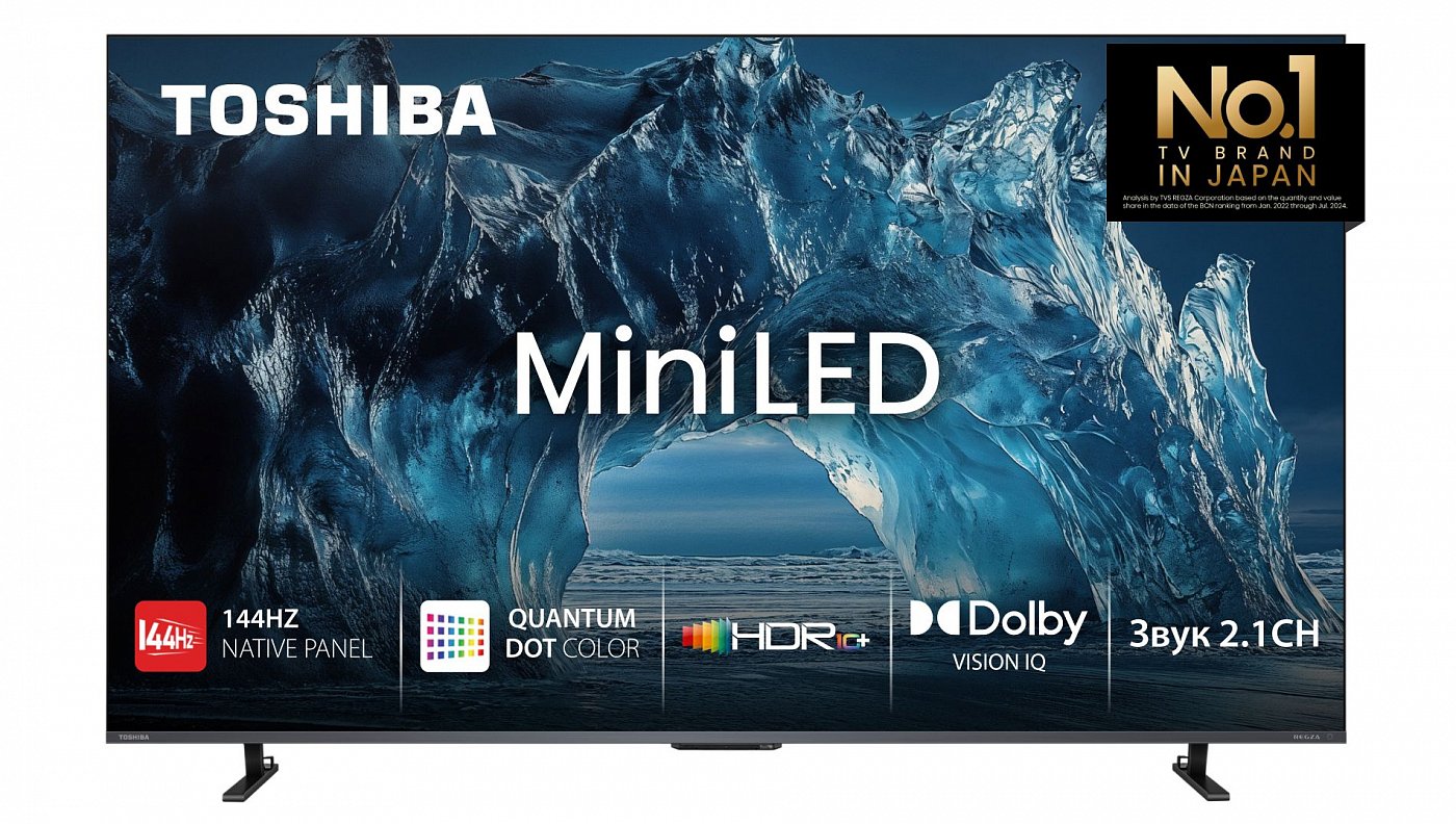 Телевизор 75" Toshiba 75Z680SE черный QLED Mini-LED 3840x2160, 4K Ultra HD, 144 Гц, Wi-Fi, Smart TV, VIDAA