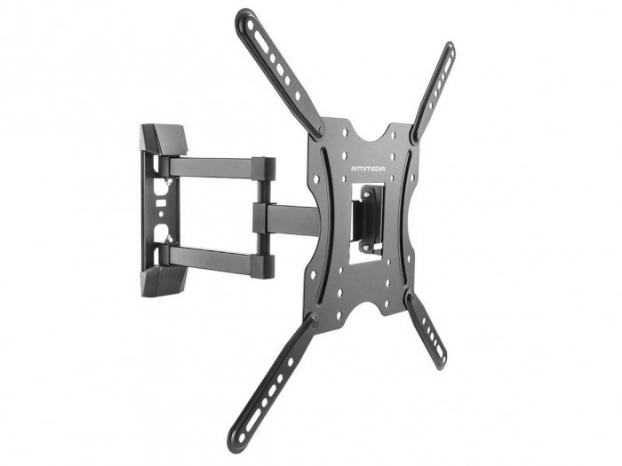 26"-55" Кронштейн Arm Media LCD-404 new black Наклонно-поворотный max 30 кг, 4 ст св., нак. +5-15°, пов. 180° от ст. 60-420мм. max VESA 400x400 мм.
