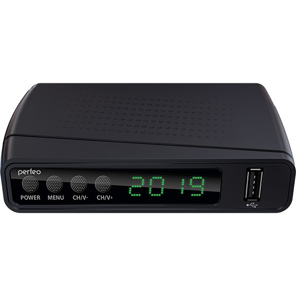 Ресивер DVB-T2 Perfeo "STREAM" PF_A4351 черный DVB-T, DVB-T2, IPTV, через Wi-Fi адаптер (адаптер в комплект не входит)