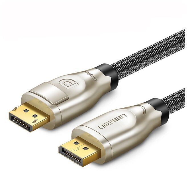 Кабель UGREEN DP112 60843 1.4 DP M/M Round Cable Zinc Alloy Shell with Braided 2m Black