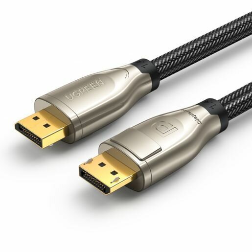 Кабель UGREEN DP112 60842 1.4 DP M/M Round Cable Zinc Alloy Shell with Braided 1m Black