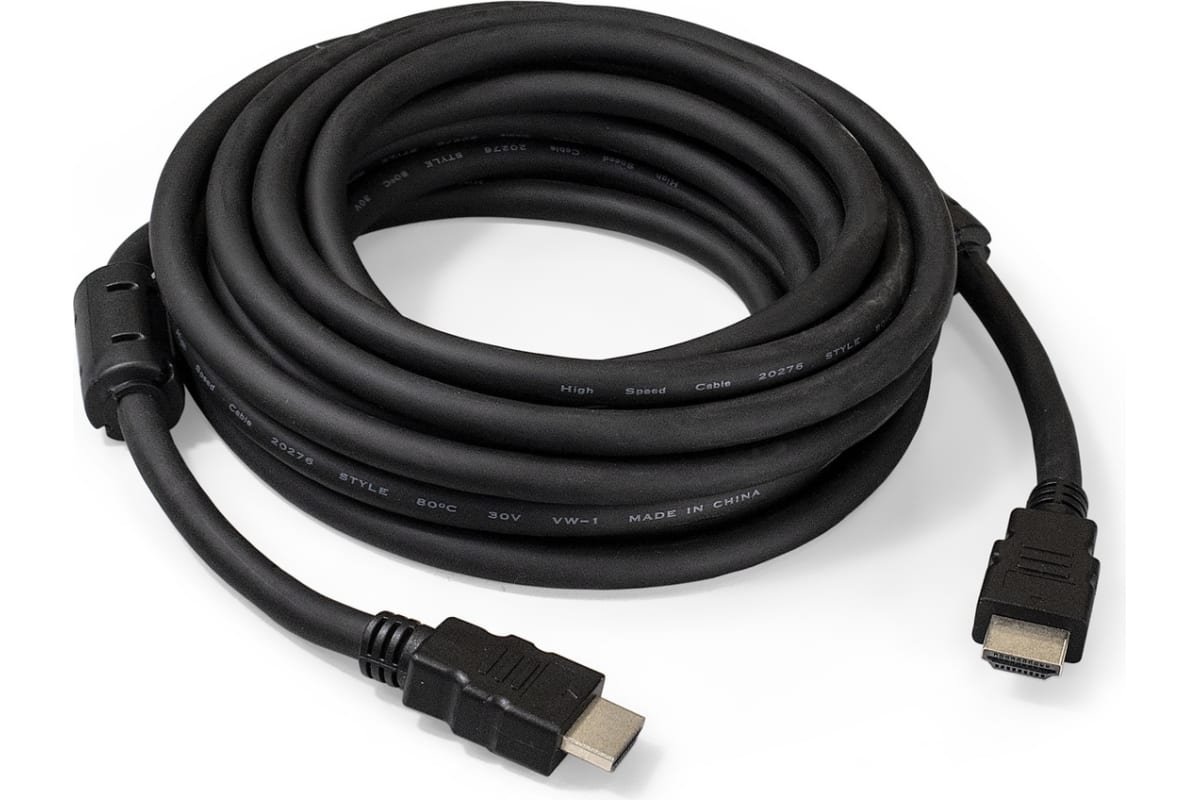 Кабель ExeGate EX287725RUS HDMI EX-CC-HDMI2-5.0F (19M/19M, v2.0, 5м, 4K UHD, Ethernet, ферритовые кольца, позолоченные контакты)