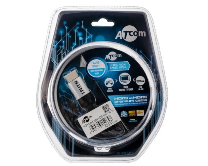 Кабель HDMI Atcom AT5264 1.0м, HIGH speed, Metal gold, в чулке, блистер
