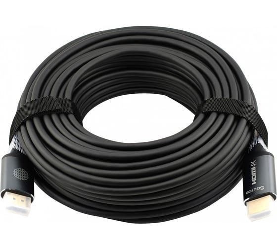 Кабель аудио-видео Cactus CS-HDMI-AOC-2-20, HDMI(m)-HDMI(m) ver 2.0, 20м, Gold, черный