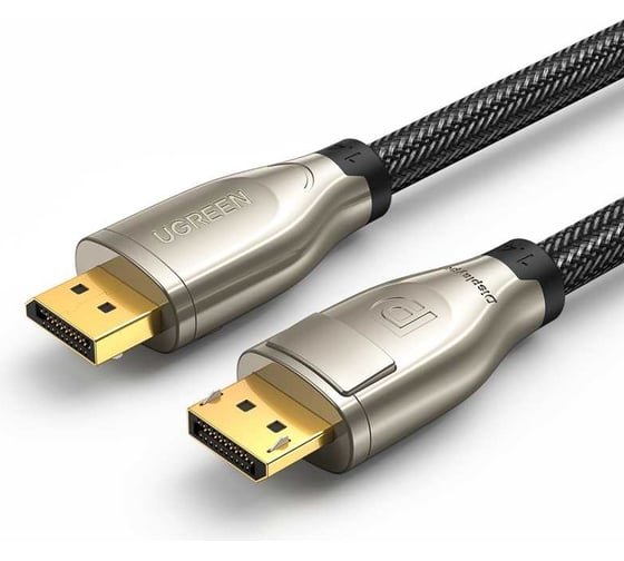 Кабель UGREEN DP112 60844 1.4 DP M/M Round Cable Zinc Alloy Shell with Braided 3m Black