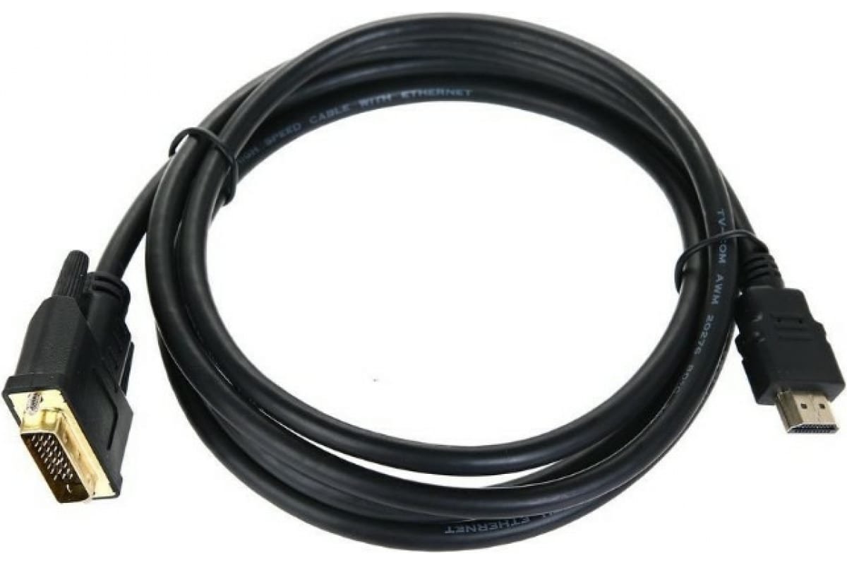 Кабель TV-COM LCG135E-2M HDMI(19M)-DVI-D(25M) Dual Link, 2 м, черный