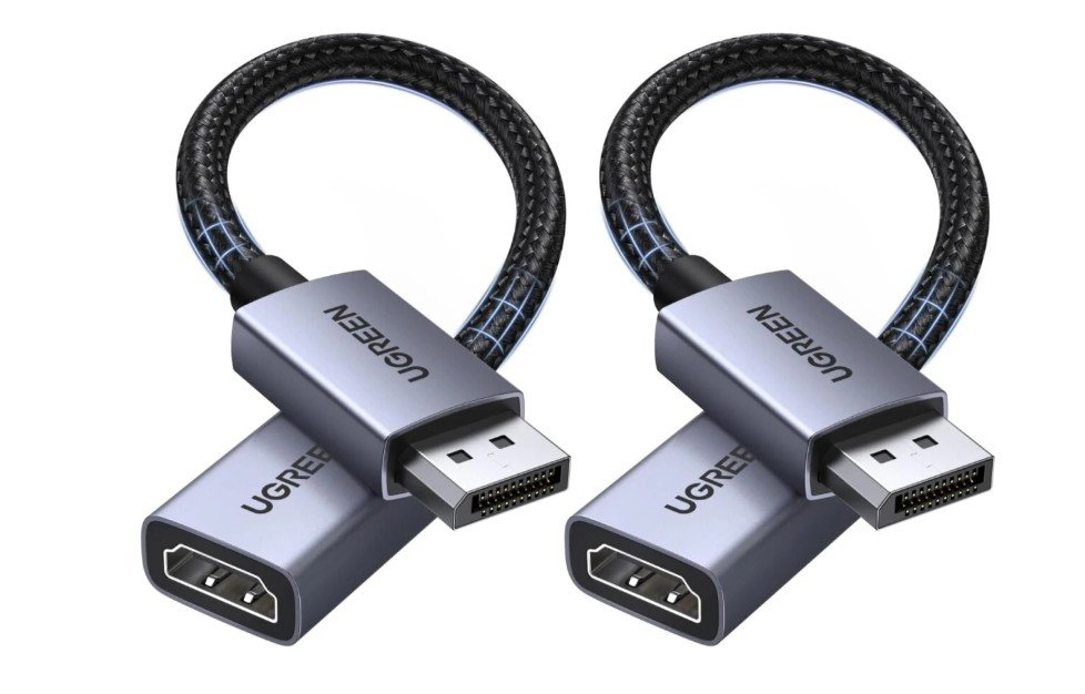 Кабель UGREEN DP133 (65982) DisplayPort to HDMI 4K Cable 2шт. Длина 20см серый космос