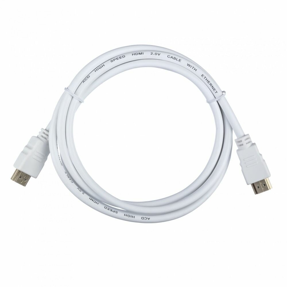 Кабель ACD-DHHM2-18W HDMI 2.0, Golden Plated, 19m/19m, Белый, 1.8м