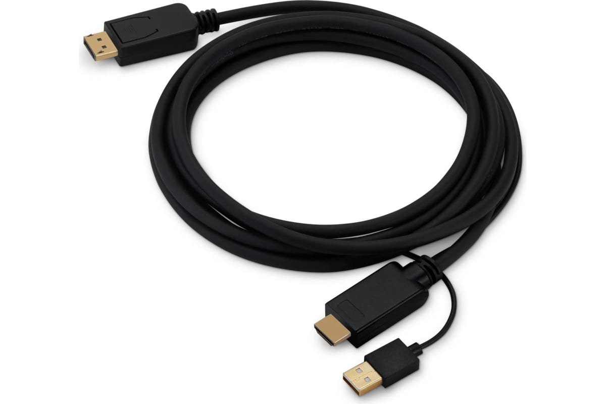 Кабель аудио-видео Buro HDMI (m)/DisplayPort (m) 3м (HDMI-DP-3M) Позолоченные контакты черный