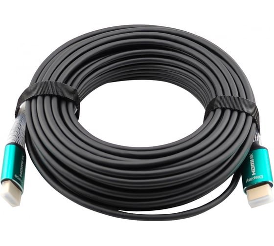 Кабель аудио-видео Cactus CS-HDMI-AOC-2.1-20, HDMI(m)-HDMI(m) ver 2.1, 20м, Gold, черный