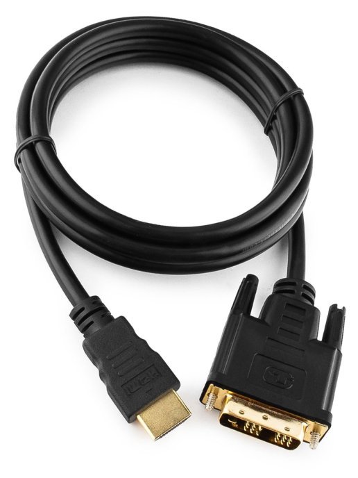 Кабель Gembird HDMI-DVI 1.8м, 19M/19M, single link, черный, позол.разъемы, экран (CC-HDMI-DVI-6)