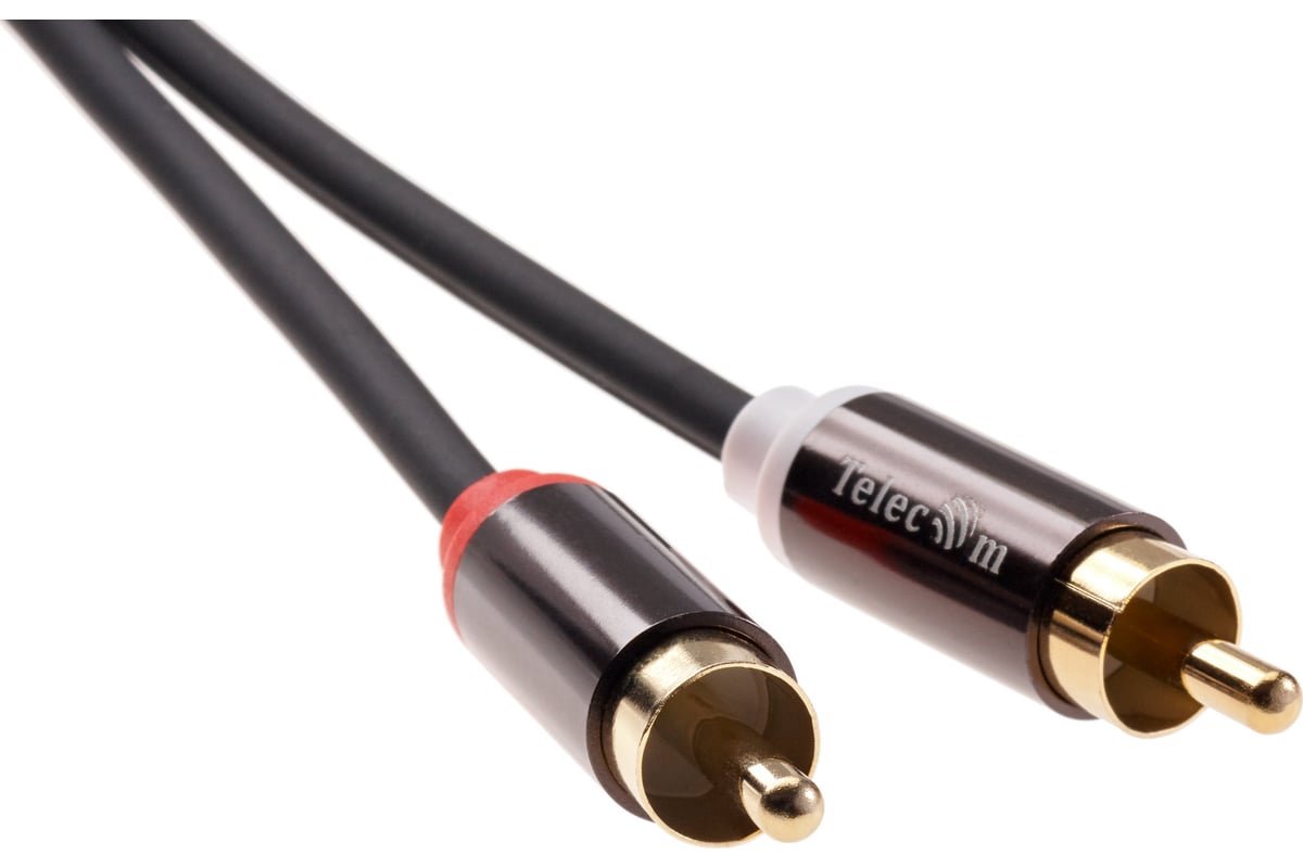 Кабель соединительный TELECOM 2xRCA (M) / 2xRCA (M), чёрный, 1.5 м. (1/250)
