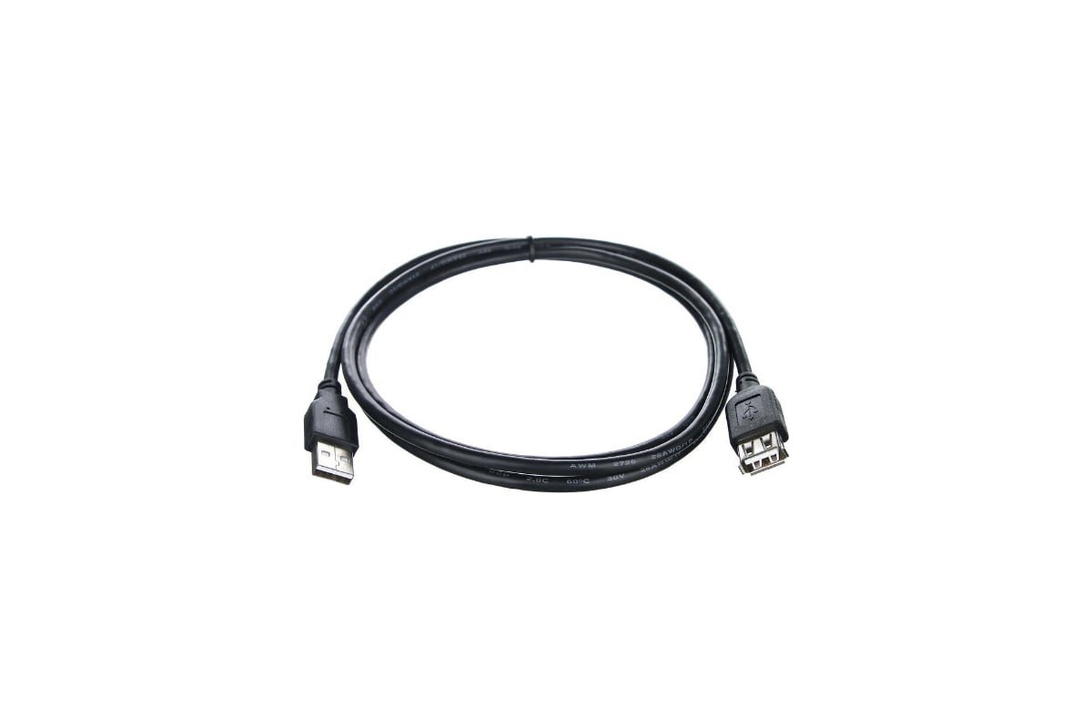 Кабель удлинительный TELECOM USB2.0 <AM->AF>, черный, 1,5 м (1/300)