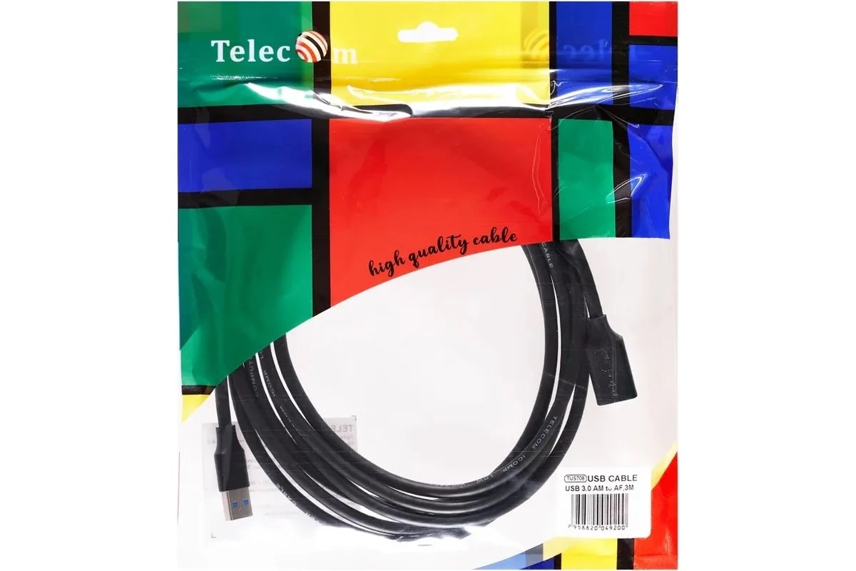 Кабель удлинительный USB3.0 Am-Af 3m Telecom черный (TUS708-3M) (1/50)