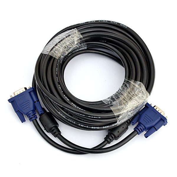 Кабель DeTech VGA M-M 30AWG 2 ferrites 10M