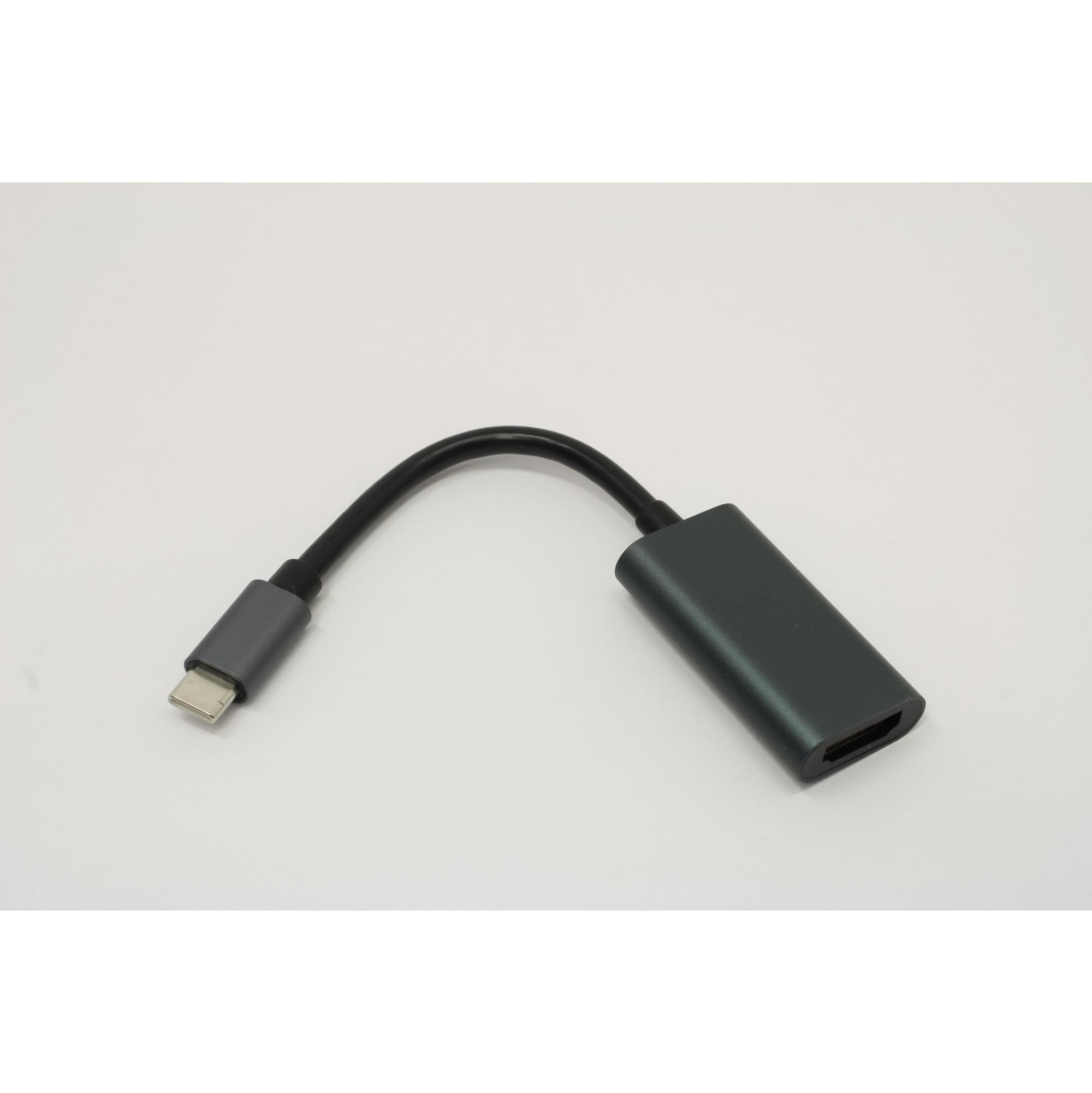 Кабель DeTech Type-C на HDMI F, ПВХ + алюминиевая оболочка, 0.15м,(box)