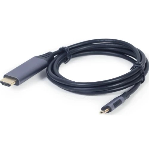 Кабель DeTech Type-C на HDMI M, ПВХ + алюминиевая оболочка, 2м, (box)