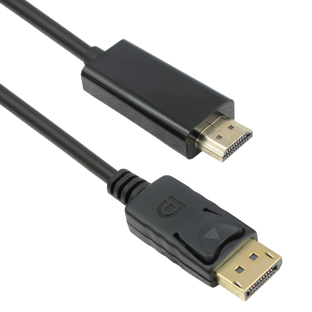 Кабель DeTech DP-HDMI (GP), ПВХ оболочка, черный цвет 1.8м