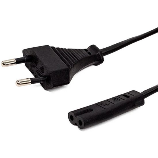 Кабель DeTech EU ( для ноутбука CEE 7/16-C7 2-pin, 2.5 А, 1.5 м, черный)