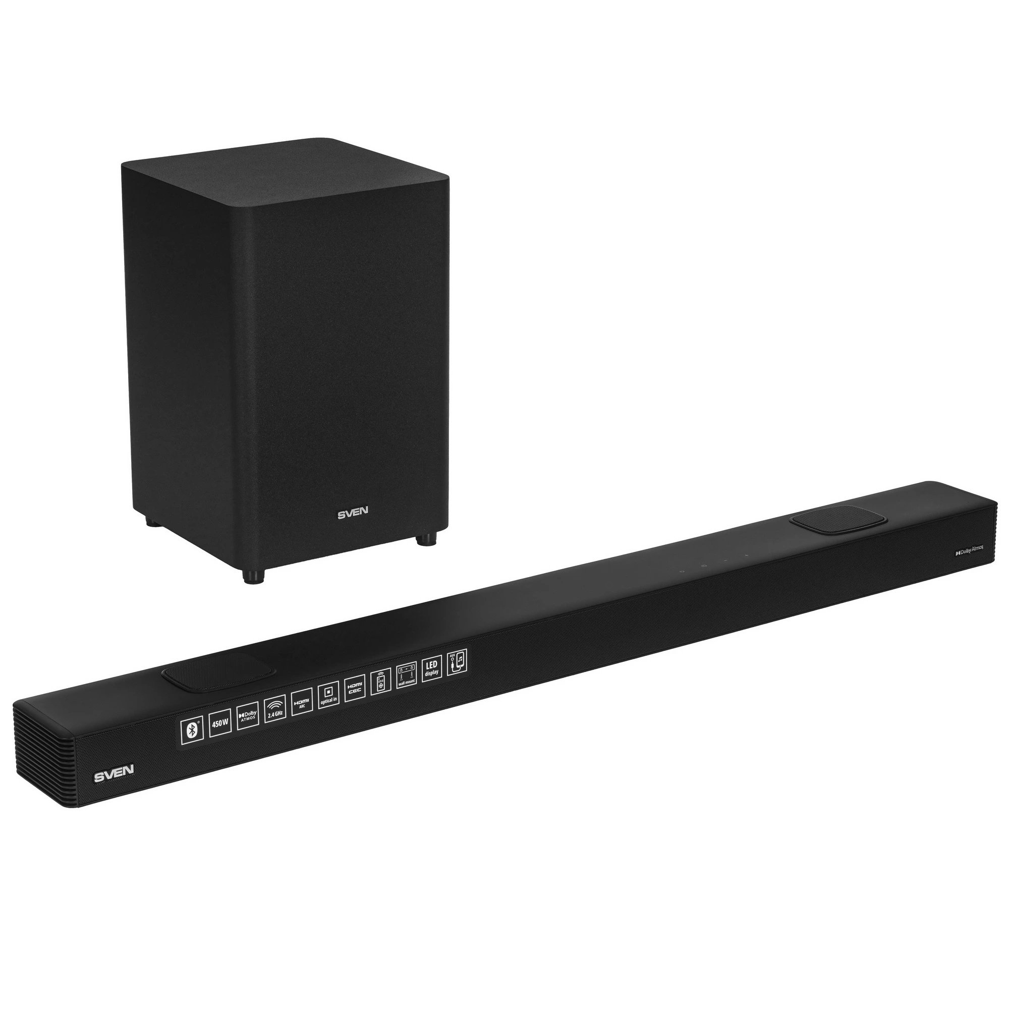 Саундбар SVEN SB-2700DA, черный (450Вт, DA, BT, HDMI, ПДУ, Optical, USB, дисплей, беспроводной сабвуфер)