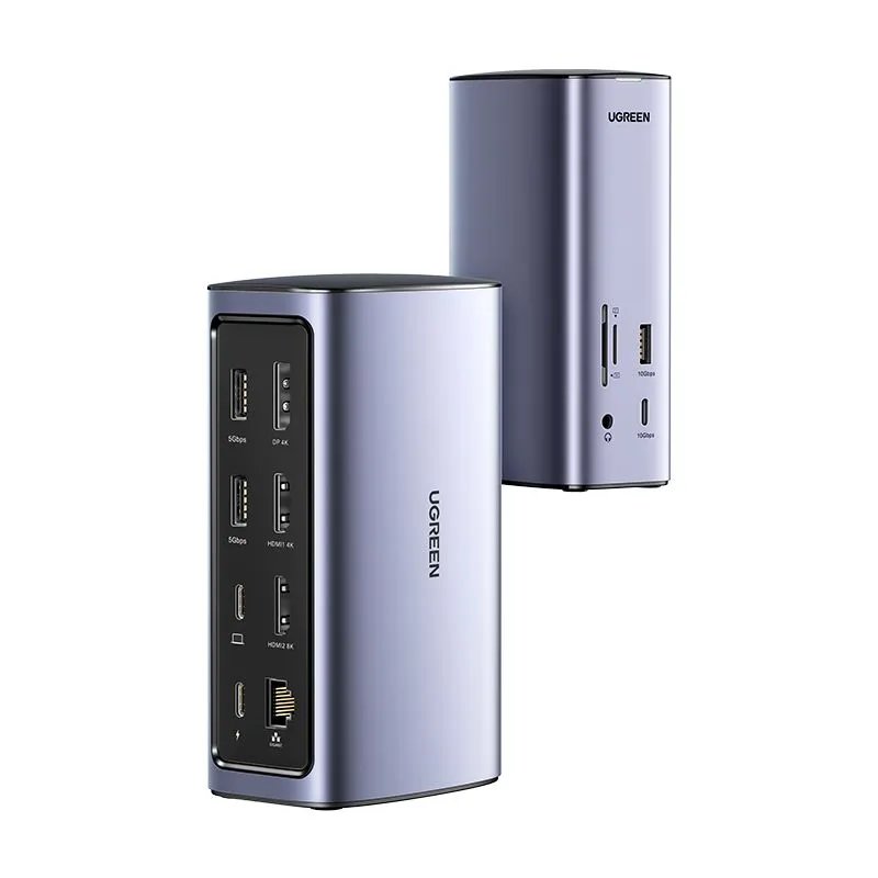 Док-станция UGREEN CM555 (90325) USB-C Multifunction Docking Station Pro серый
