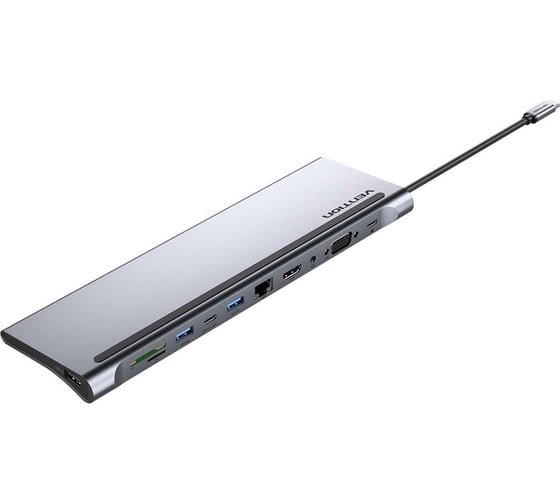 Мультифункциональная док-станция Vention THSHC USB Type C 12 в 1 Type-C M/HDMI F+VGA F+DisplayPort F+RJ45+USB 3.0+USB 2.0 Type-AF+USB F+DC Jack 3.5mm+