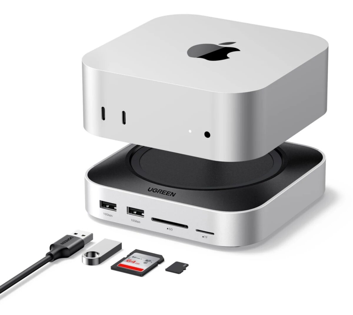 Зарядная станция UGREEN CM841 (65487) 11-in-1 3×USB-A 3.2&2×USB-A 3.0&2×USB-C 3.2&SD/TF&NVMe SSD Docking Station for Mac Mini M4/M4 Pro серый к