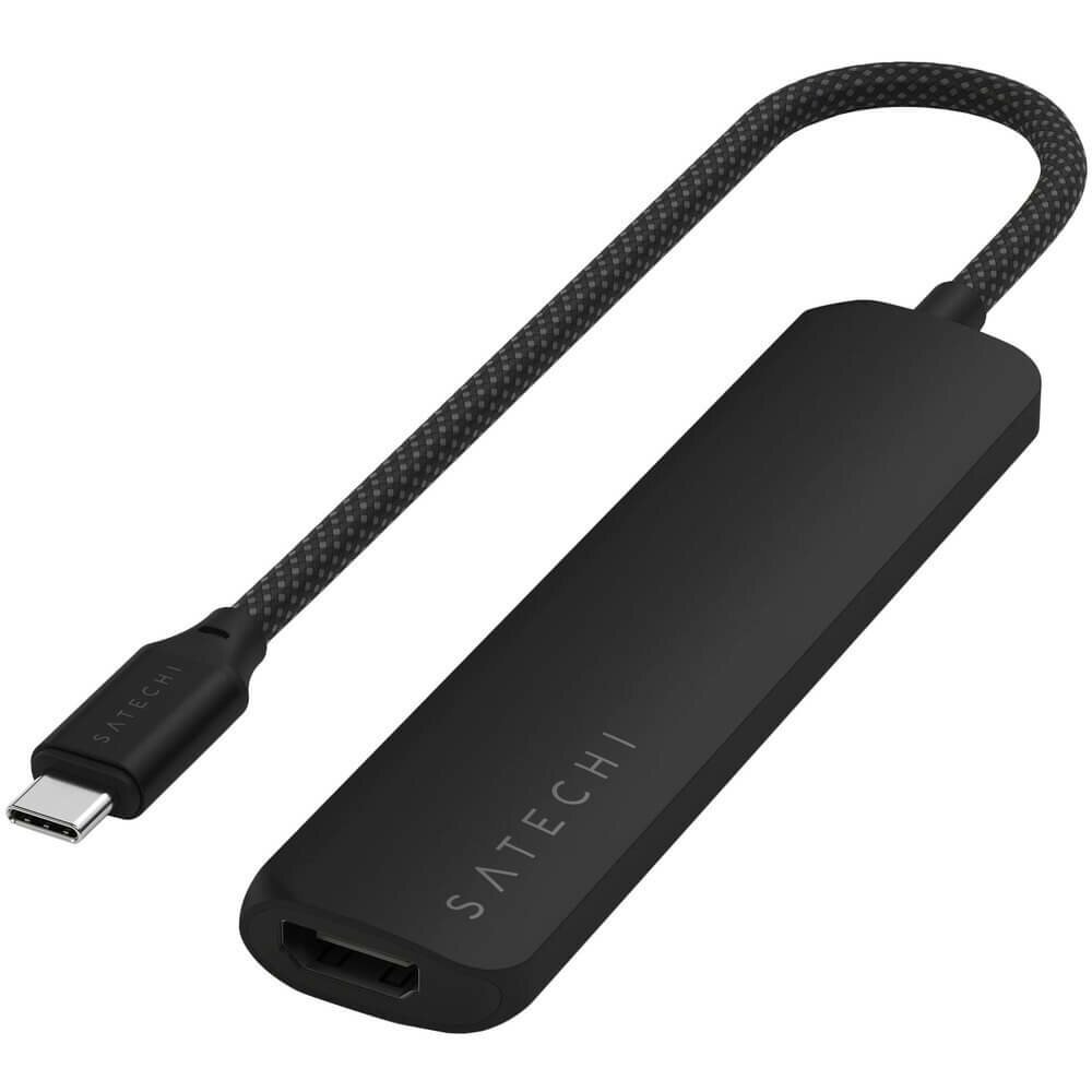 Док-станция Satechi 6-in-1 USB-C Slim Multiport Adapter (ST-P6SK) Type-C, HDMI, 2x Type-A, SD, microSD, до 75 Вт, Черный