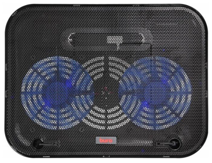Подставка для ноутбука Buro (BU-LCP140-B214H) черный 14"338x255x22мм 1xUSB 2x 140ммFAN 480г металлическая сетка/пластик