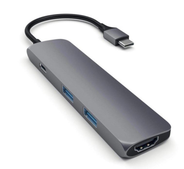Док-станция Satechi Aluminum Type-C Slim Multi-Port Adapter 4K (ST-CMAM) 2xUSB 3.0, USB Type-C, HDMI, до 60 Вт, Серый