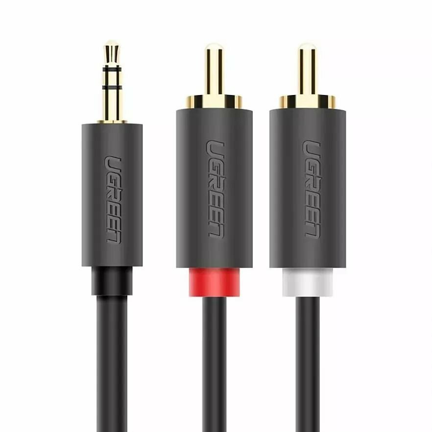 Аудиокабель UGREEN AV102 (10511) 3.5mm Male to 2RCA Male Audio Cable 1,5m Gray