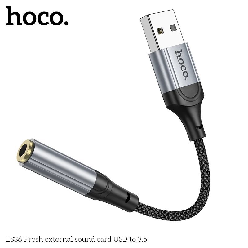 Переходник HOCO LS36 sound card USB to 3.5 чёрный