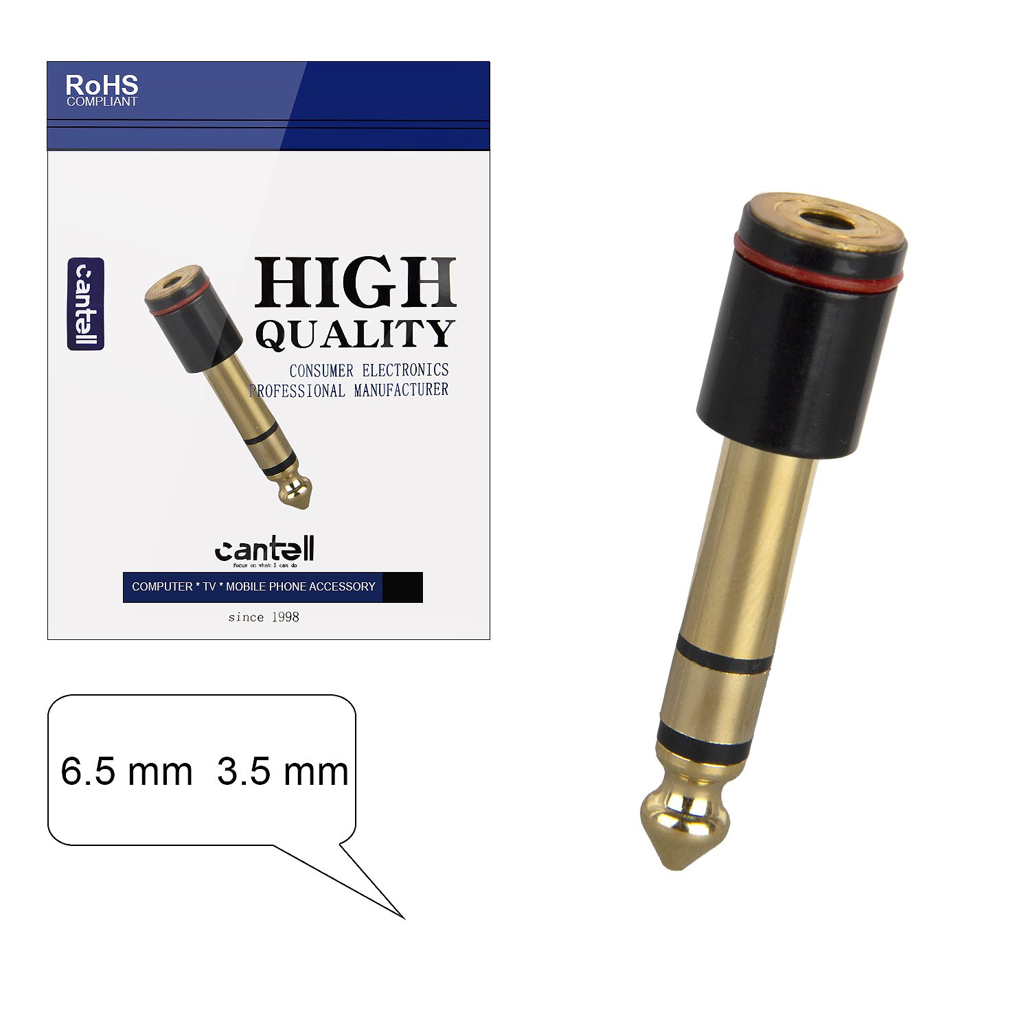 Переходник 6.5mm на 3.5mm female adapter (Gold)