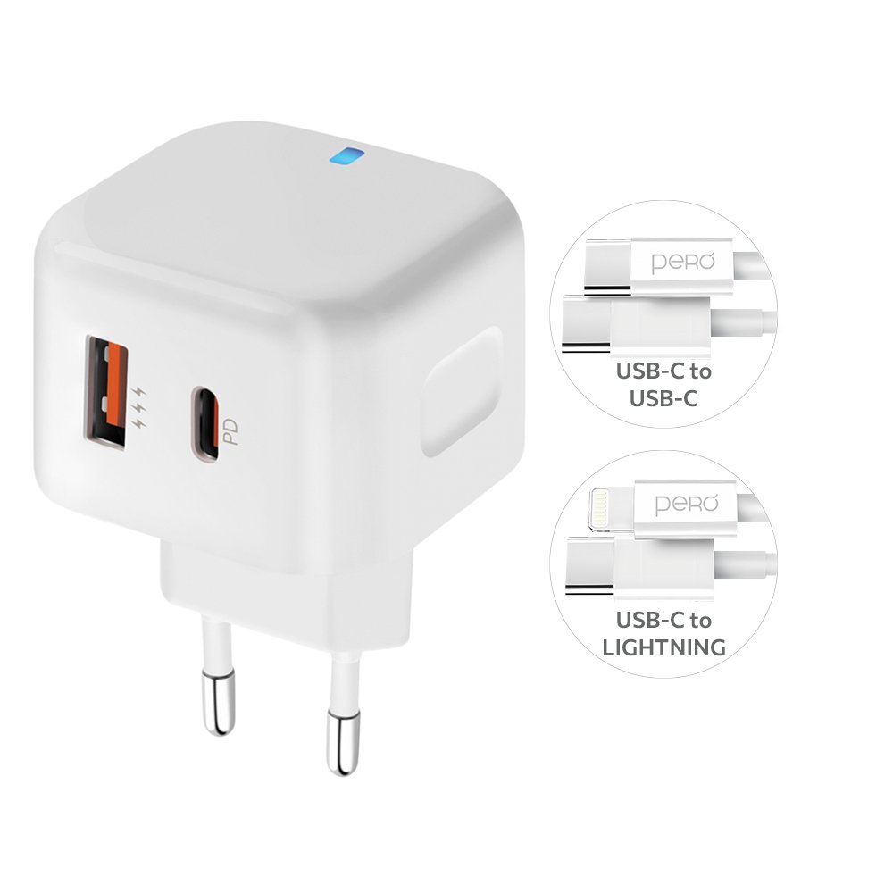 СЗУ PERO TC11 USB-A QC3.0 + USB-C PD, 45W черный