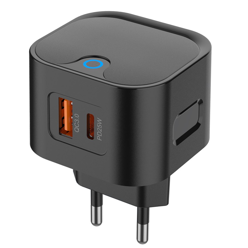 СЗУ PERO TC21 USB-A + USB-C, PD 25W черный
