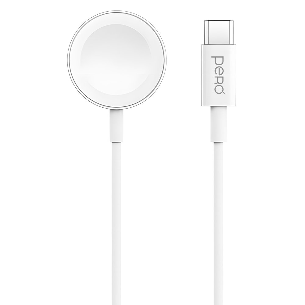 БЗУ PERO TC19 USB-C для Apple Watch, магнитное, белое