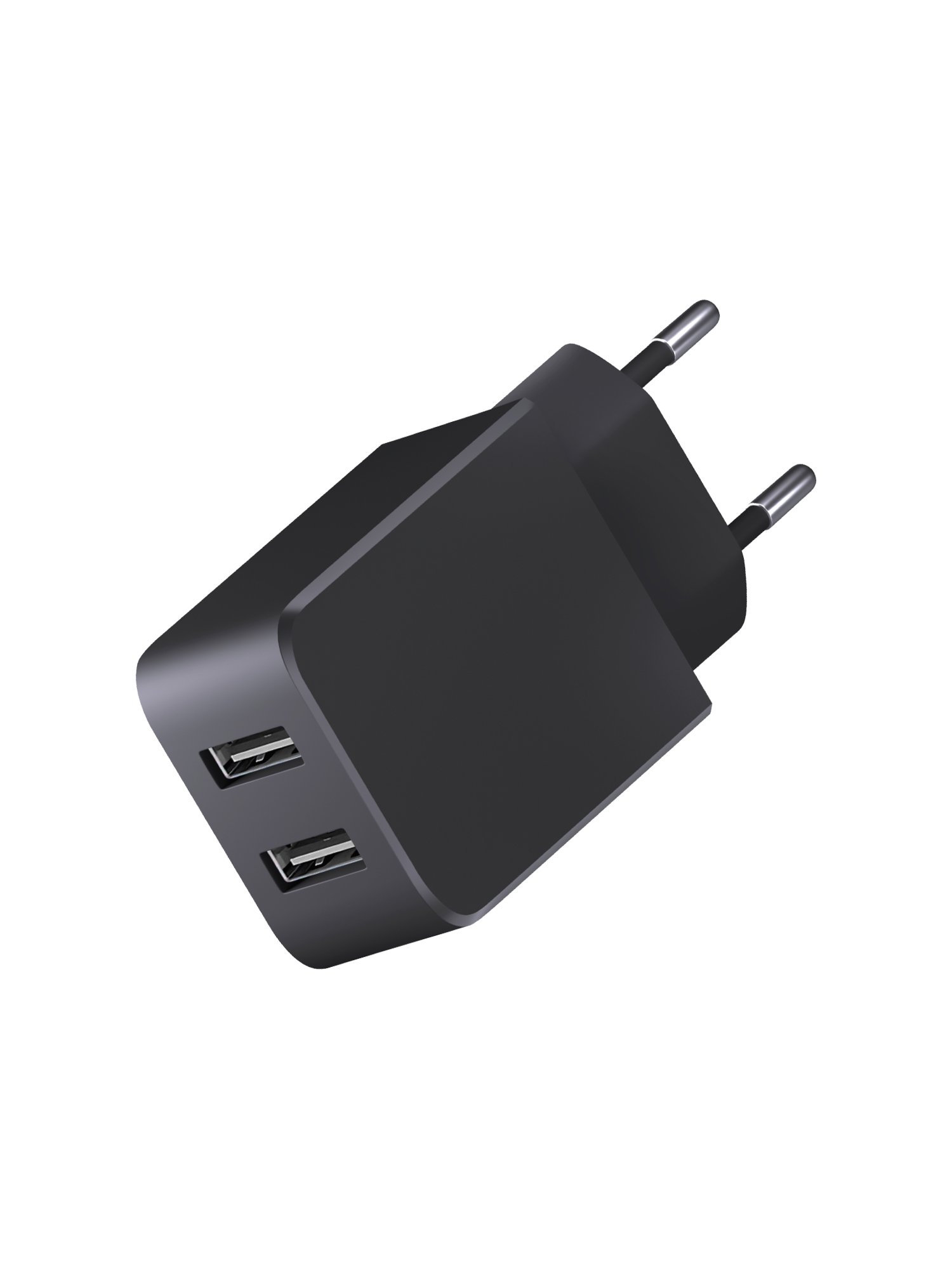 Сетевое зарядное устройство 2USB, 2,1A, черное