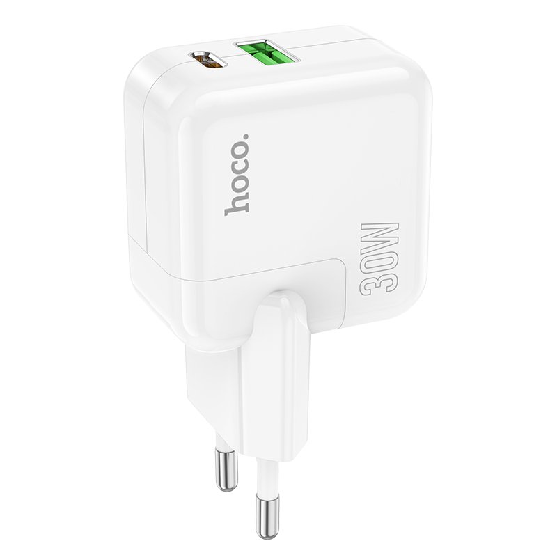 СЗУ HOCO C111A Lucky dual-port PD30W+QC3.0 charger(EU) (белый)