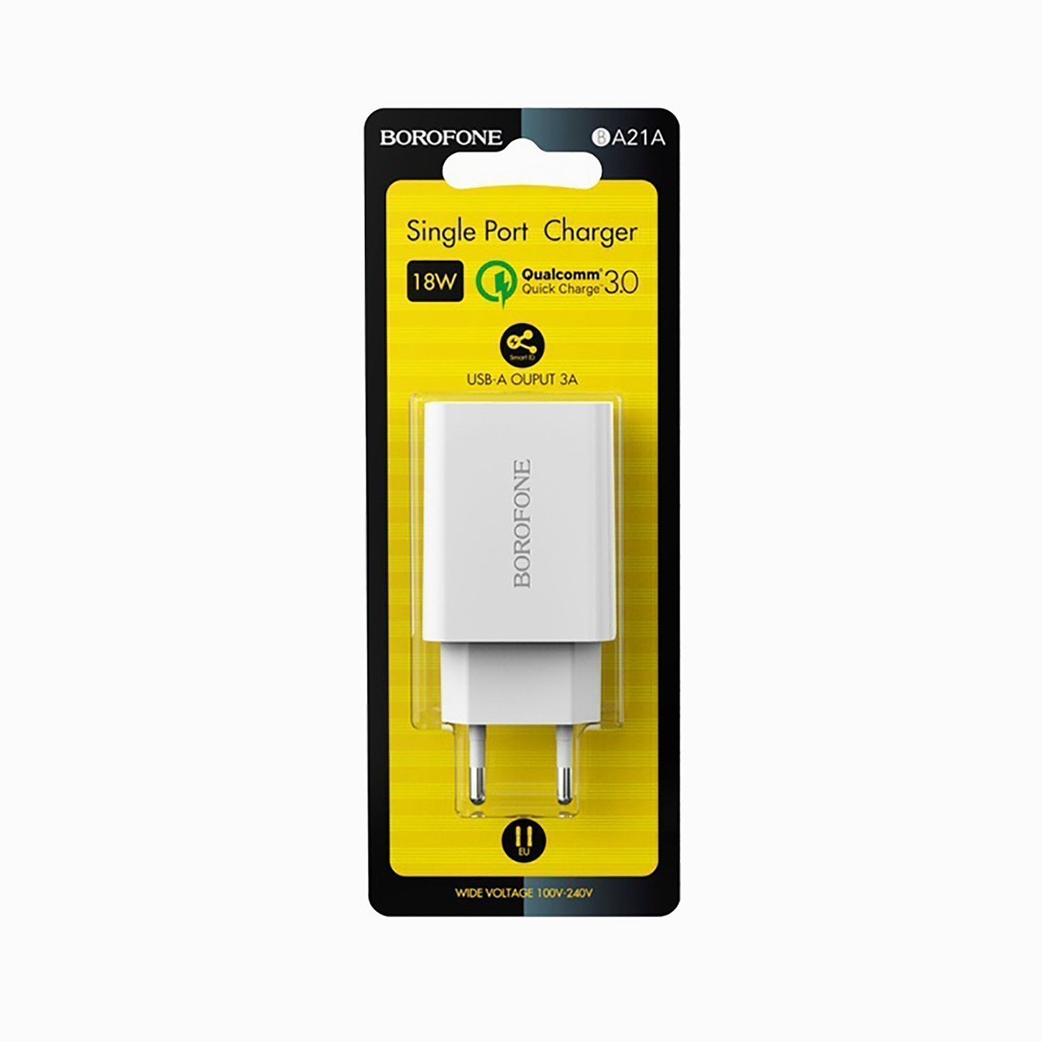 Адаптер Сетевой Borofone BA21A Long QC3.0 USB 3A/18W (white) (124171)