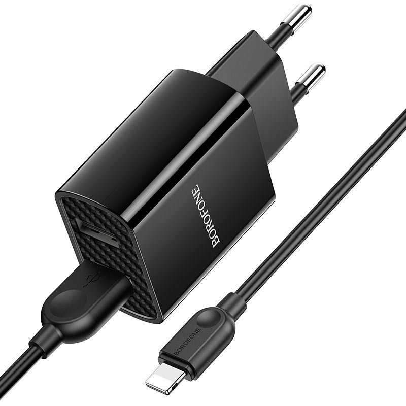 СЗУ BOROFONE BA53A Powerway dual port 2,1А  lightning (чёрный)