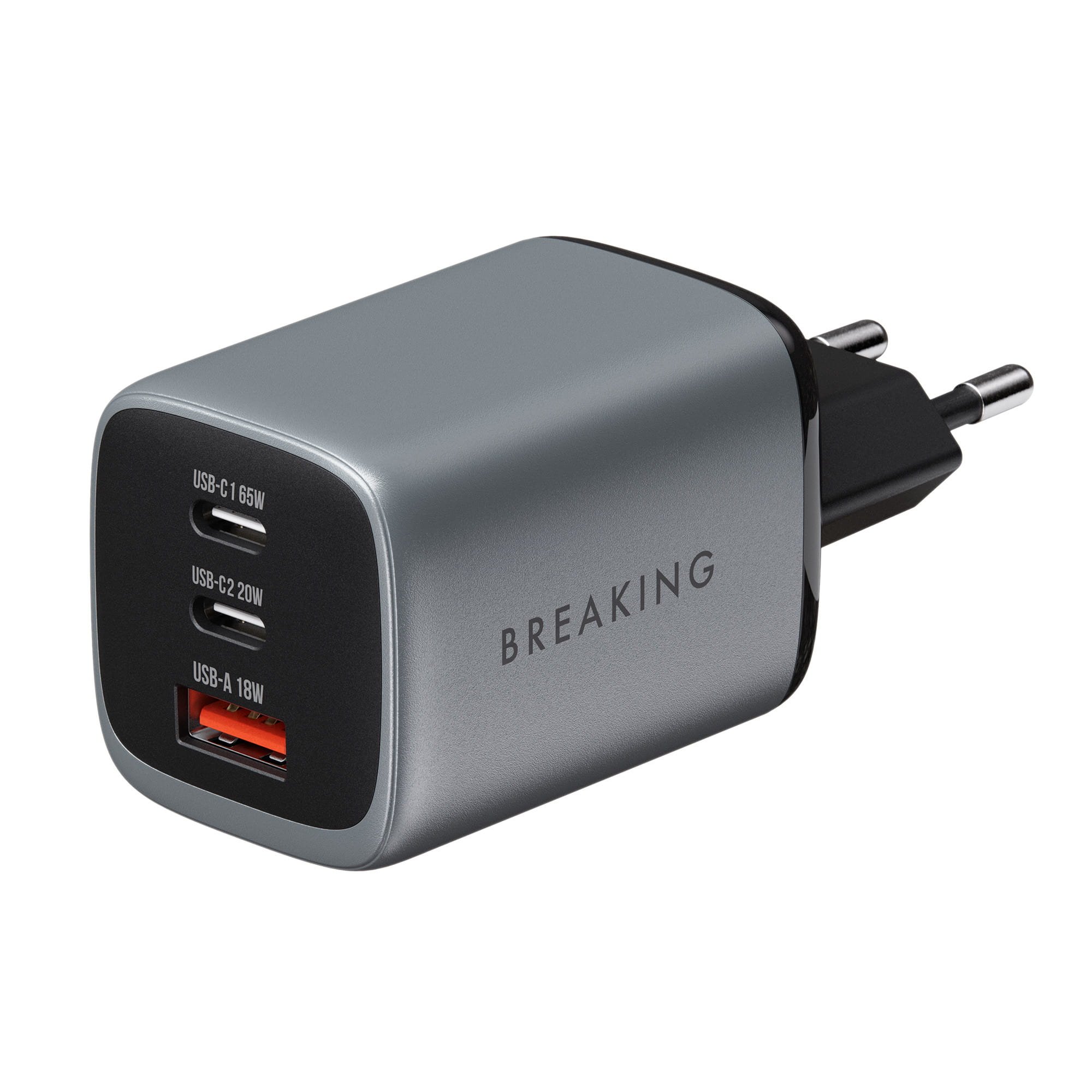 СЗУ Breaking P-22 2USB-C - USB-A, GaN, PD, 65W, QC 3.0, 3.0A (Графит)