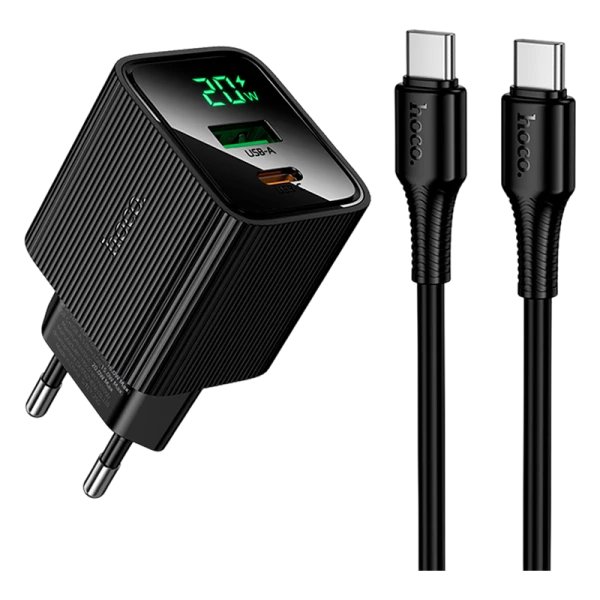 СЗУ HOCO CS83A Excellent PD20W+QC3.0 charger with digital display set(C to C)(EU) черный