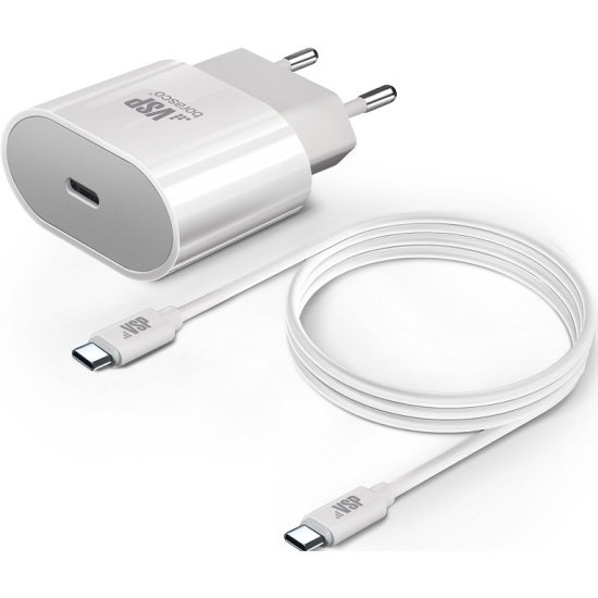 СЗУ Power Delivery, 20W + Дата-кабель  Type-C - Type-C, 3А, 1м, белое