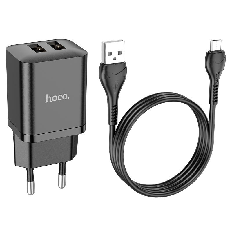 СЗУ HOCO N25 Maker, 2USB, 5V, 2.1A + Micro (черный)