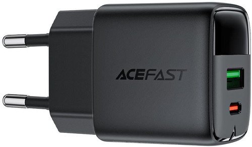 СЗУ ACEFAST A116 PD35W GaN charger (USB-A+USB-C) with digital display EU Black