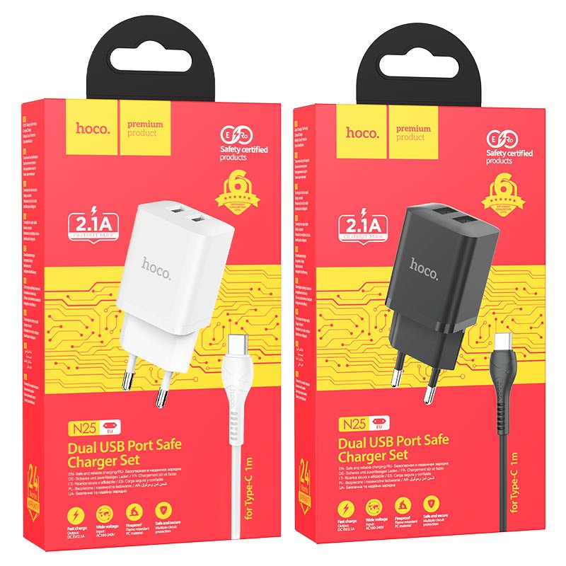 СЗУ HOCO N25 Maker, 2USB, 5V, 2.1A + lightning (белый)